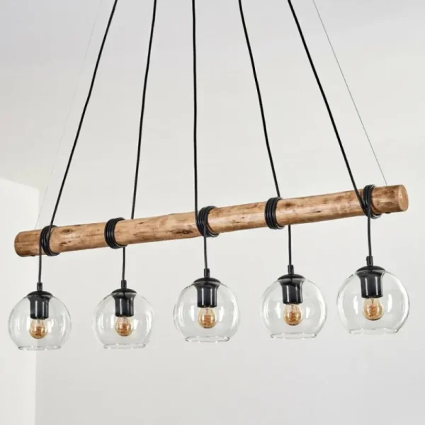 hofstein Koyoto Suspension, Boule lumineuse, Suspension Écru, Noir, 5 lumières* Lampes Modernes