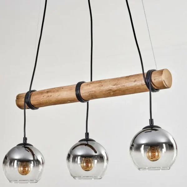 hofstein Koyoto Suspension, Boule lumineuse, Suspension Écru, Noir, 3 lumières* Lampes Modernes