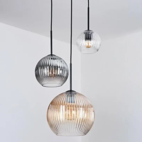 hofstein Koyoto Suspension, Boule lumineuse, Suspension Noir, 3 lumières* Lampes Modernes