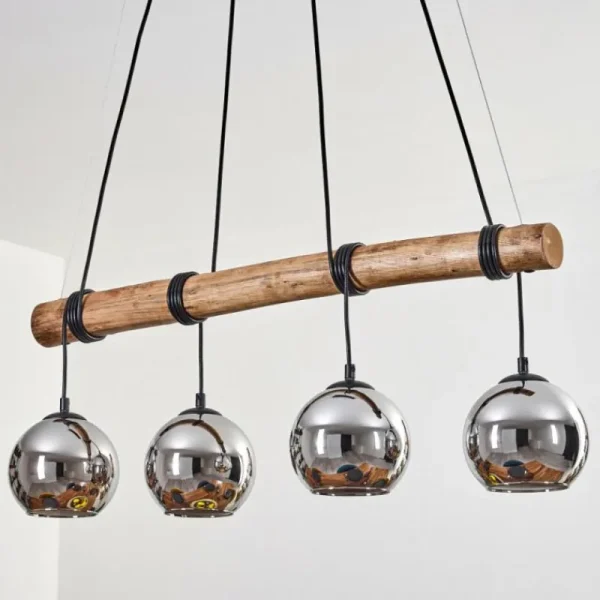 hofstein Koyoto Suspension, Boule lumineuse, Suspension Écru, Noir, 4 lumières* Lampes Modernes
