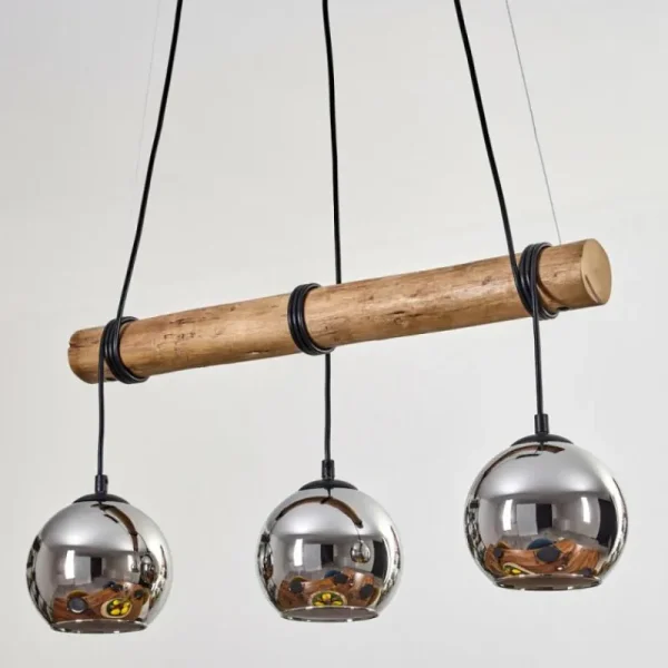 hofstein Koyoto Suspension, Boule lumineuse, Suspension Écru, Noir, 3 lumières* Lampes Modernes