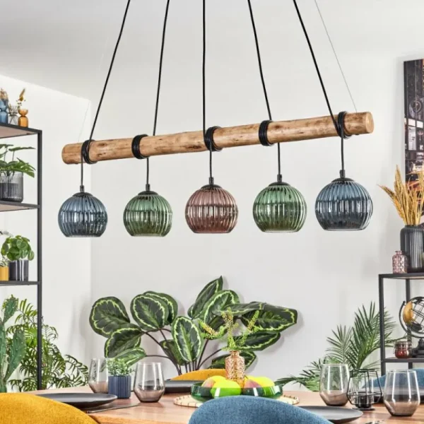 hofstein Koyoto Suspension, Boule lumineuse, Suspension Écru, Noir, 5 lumières* Lampes Modernes