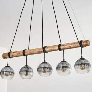 hofstein Koyoto Suspension, Boule lumineuse, Suspension Écru, Noir, 5 lumières* Lampes Modernes