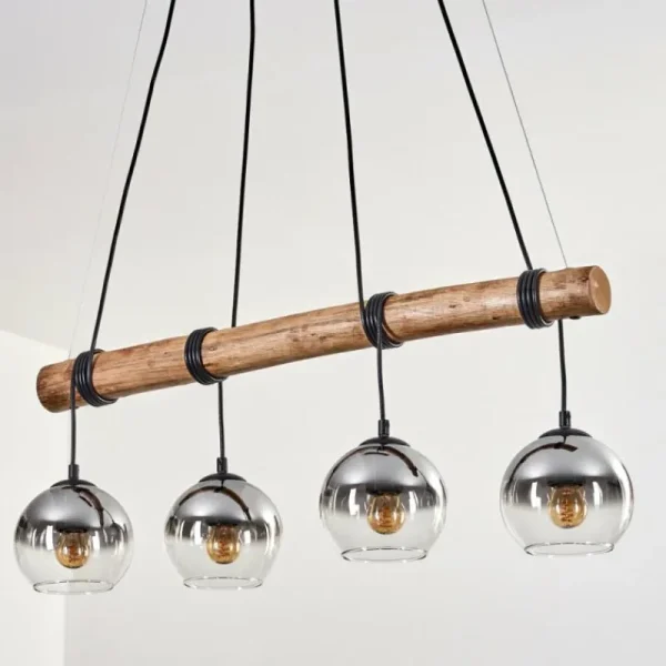 hofstein Koyoto Suspension, Boule lumineuse, Suspension Écru, Noir, 4 lumières* Lampes Modernes