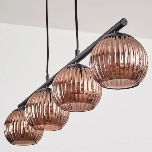 hofstein Koyoto Suspension, Boule lumineuse, Suspension Cuivré, 4 lumières* Lampes Modernes