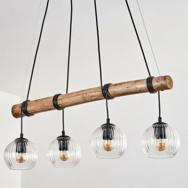 hofstein Koyoto Suspension, Boule lumineuse, Suspension Écru, Noir, 4 lumières* Lampes Modernes