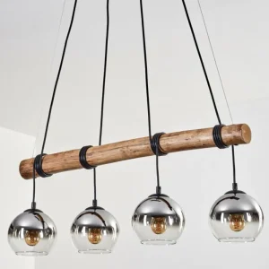 hofstein Koyoto Suspension, Boule lumineuse, Suspension Écru, Noir, 4 lumières* Lampes Modernes