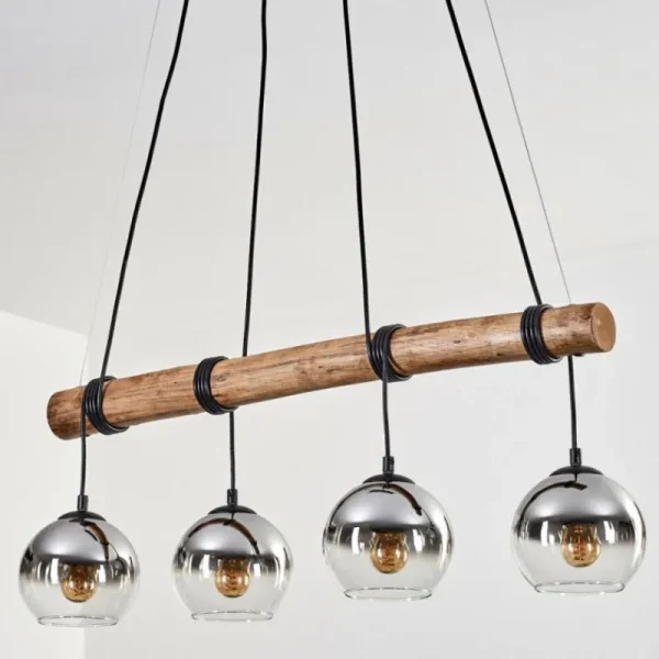 hofstein Koyoto Suspension, Boule lumineuse, Suspension Écru, Noir, 4 lumières* Lampes Modernes