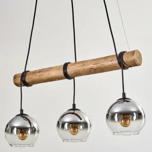 hofstein Koyoto Suspension, Boule lumineuse, Suspension Écru, Noir, 3 lumières* Lampes Modernes