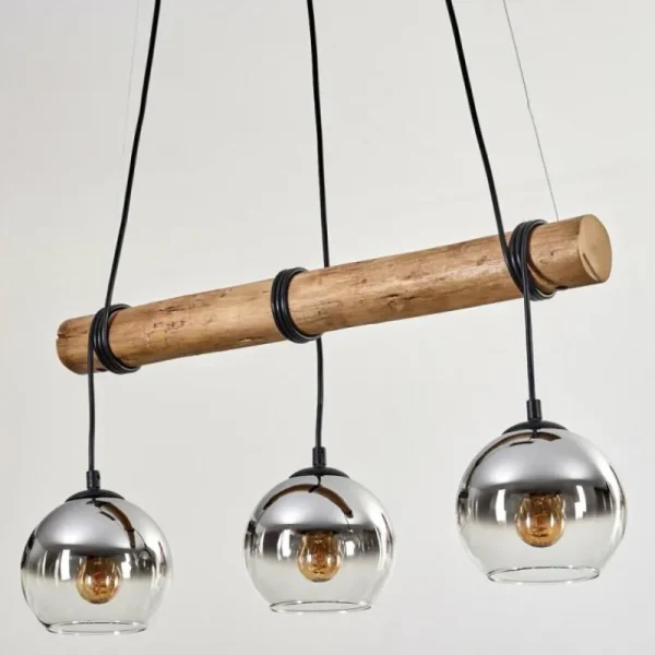 hofstein Koyoto Suspension, Boule lumineuse, Suspension Écru, Noir, 3 lumières* Lampes Modernes