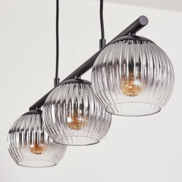 hofstein Koyoto Suspension, Boule lumineuse, Suspension Clair, Fumé, 3 lumières* Lampes Modernes