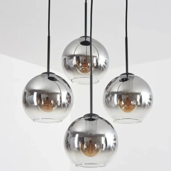 hofstein Koyoto Suspension, Boule lumineuse Clair, Fumé, 4 lumières* Lampes Modernes