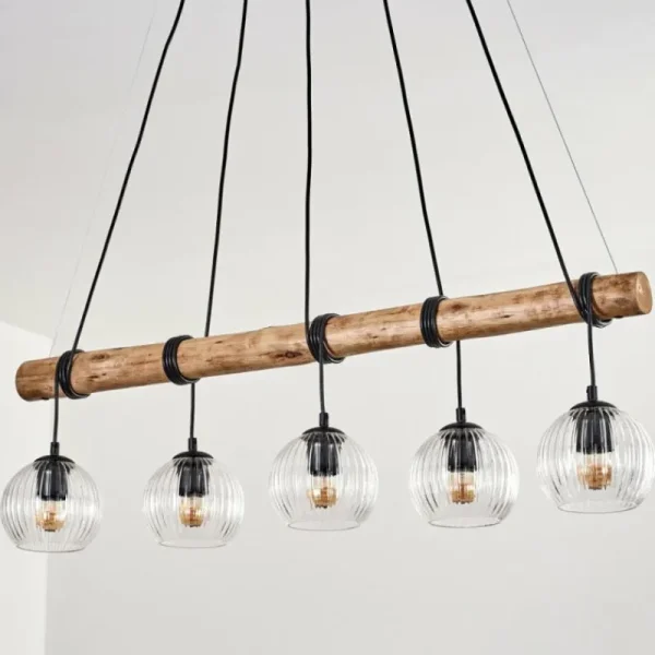 hofstein Koyoto Suspension, Boule lumineuse, Suspension Écru, Noir, 5 lumières* Lampes Modernes