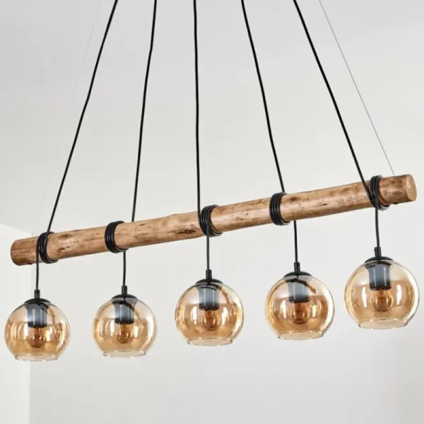 hofstein Koyoto Suspension, Boule lumineuse, Suspension Écru, Noir, 5 lumières* Lampes Modernes