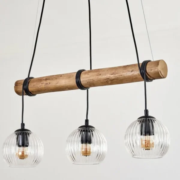 hofstein Koyoto Suspension, Boule lumineuse, Suspension Écru, Noir, 3 lumières* Lampes Modernes