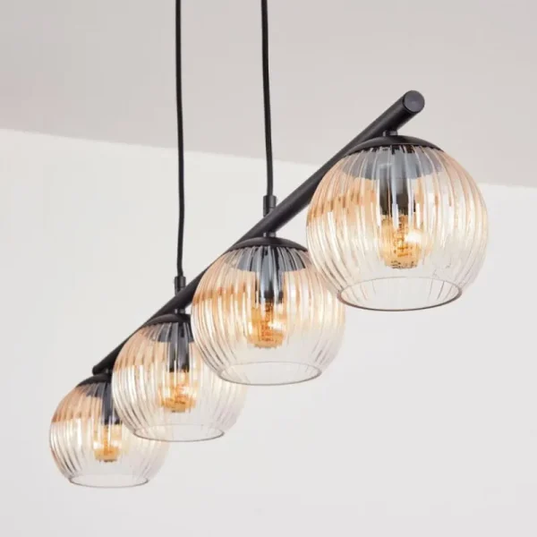 hofstein Koyoto Suspension, Boule lumineuse, Suspension Ambre, Clair, 4 lumières* Lampes Modernes