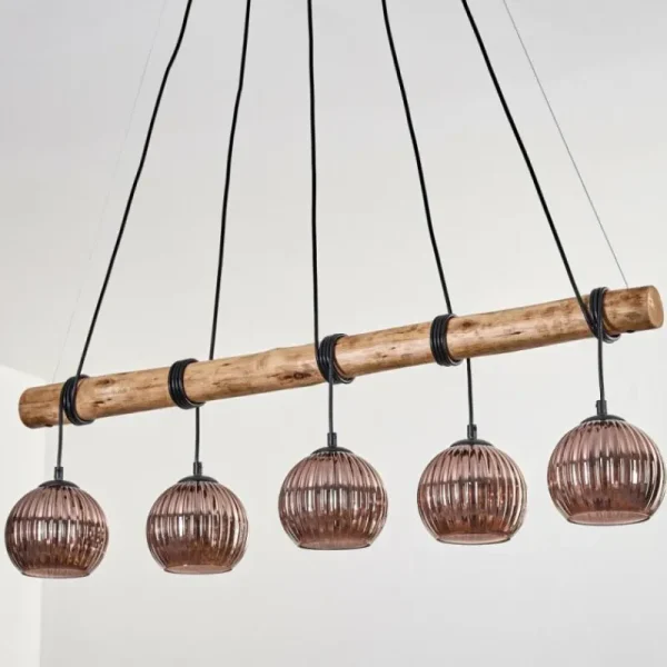 hofstein Koyoto Suspension, Boule lumineuse, Suspension Écru, Noir, 5 lumières* Lampes Modernes