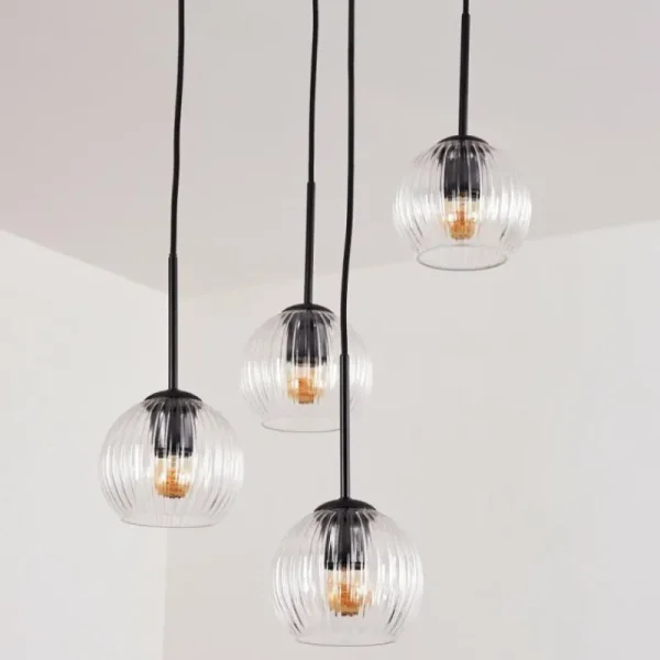 hofstein Koyoto Suspension, Boule lumineuse, Suspension 35 cm Clair, 4 lumières* Lampes Modernes