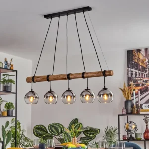 hofstein Koyoto Suspension, Boule lumineuse, Suspension Écru, Noir, 5 lumières* Lampes Modernes