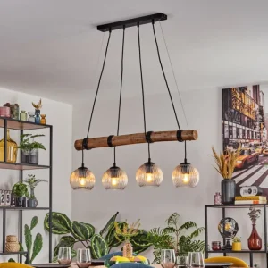 hofstein Koyoto Suspension, Boule lumineuse, Suspension Écru, Noir, 4 lumières* Lampes Modernes