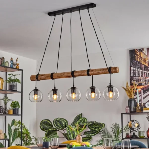 hofstein Koyoto Suspension, Boule lumineuse, Suspension Écru, Noir, 5 lumières* Lampes Modernes