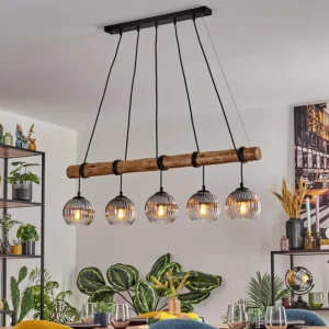 hofstein Koyoto Suspension, Boule lumineuse, Suspension Écru, Noir, 5 lumières* Lampes Modernes