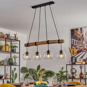 hofstein Koyoto Suspension, Boule lumineuse, Suspension Écru, Noir, 4 lumières* Lampes Modernes