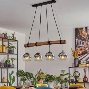 hofstein Koyoto Suspension, Boule lumineuse, Suspension Écru, Noir, 4 lumières* Lampes Modernes