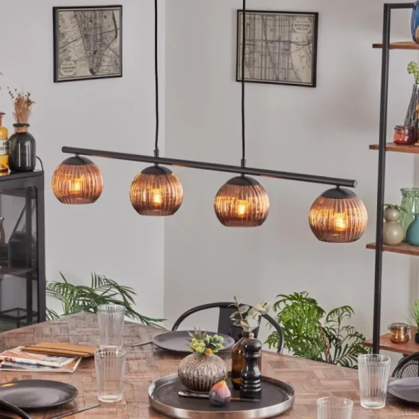 hofstein Koyoto Suspension, Boule lumineuse, Suspension Cuivré, 4 lumières* Lampes Modernes