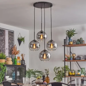 hofstein Koyoto Suspension, Boule lumineuse Clair, Fumé, 4 lumières* Lampes Modernes