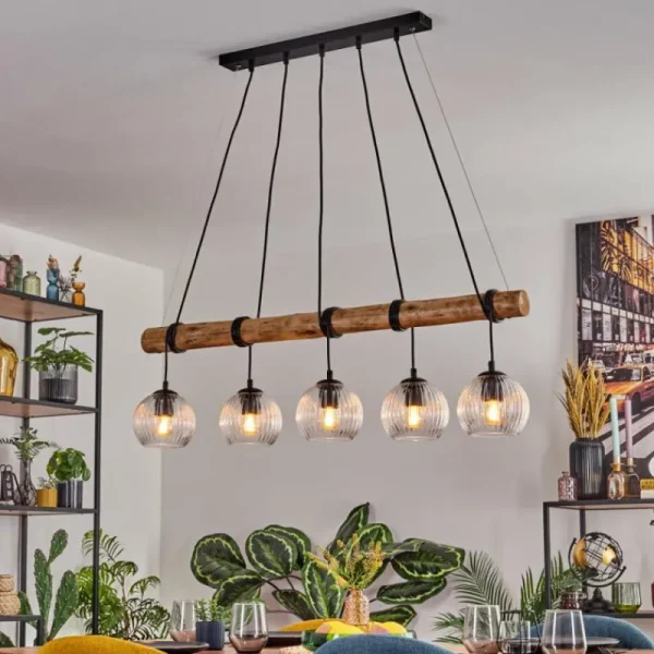 hofstein Koyoto Suspension, Boule lumineuse, Suspension Écru, Noir, 5 lumières* Lampes Modernes