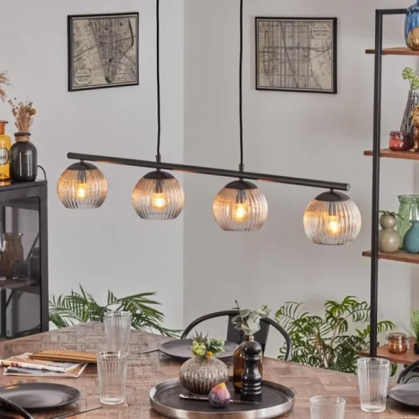 hofstein Koyoto Suspension, Boule lumineuse, Suspension Ambre, Clair, 4 lumières* Lampes Modernes