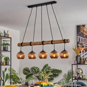 hofstein Koyoto Suspension, Boule lumineuse, Suspension Écru, Noir, 5 lumières* Lampes Modernes