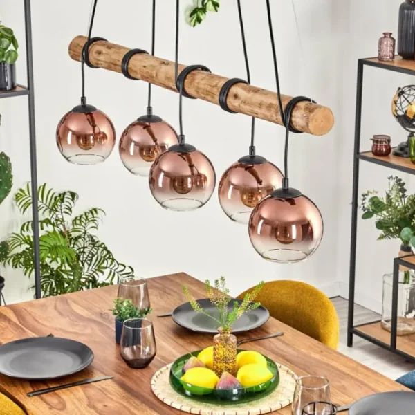 hofstein Koyoto Suspension, Boule lumineuse, Suspension Écru, Noir, 5 lumières* Lampes Modernes
