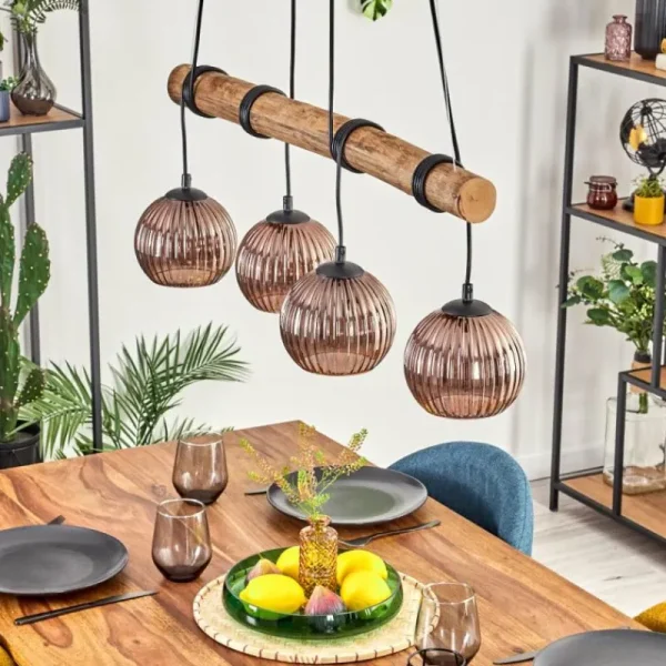 hofstein Koyoto Suspension, Boule lumineuse, Suspension Écru, Noir, 4 lumières* Lampes Modernes