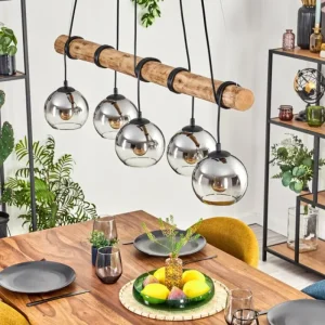 hofstein Koyoto Suspension, Boule lumineuse, Suspension Écru, Noir, 5 lumières* Lampes Modernes