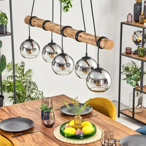 hofstein Koyoto Suspension, Boule lumineuse, Suspension Écru, Noir, 5 lumières* Lampes Modernes