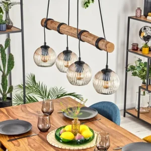 hofstein Koyoto Suspension, Boule lumineuse, Suspension Écru, Noir, 4 lumières* Lampes Modernes