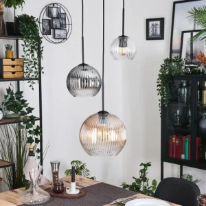 hofstein Koyoto Suspension, Boule lumineuse, Suspension Noir, 3 lumières* Lampes Modernes