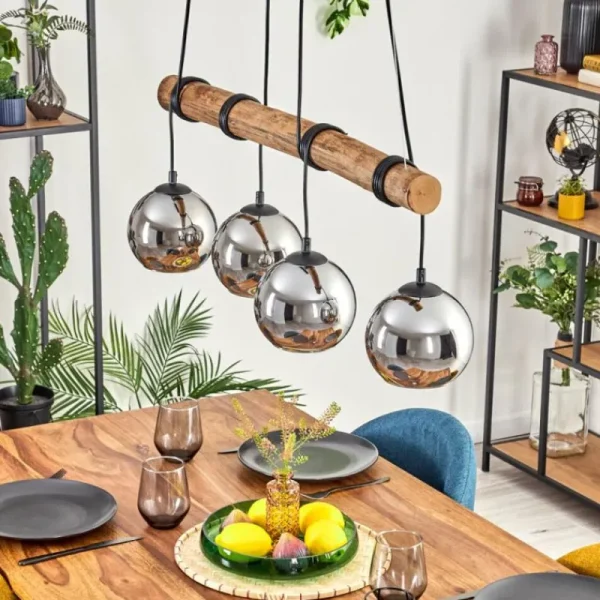 hofstein Koyoto Suspension, Boule lumineuse, Suspension Écru, Noir, 4 lumières* Lampes Modernes