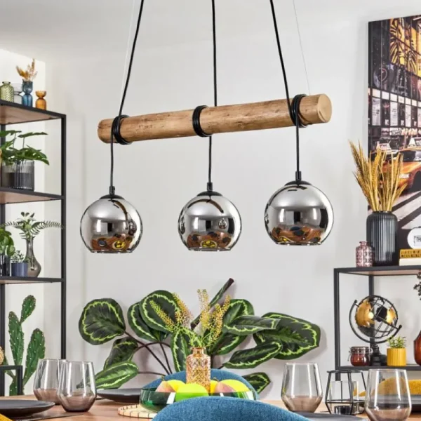 hofstein Koyoto Suspension, Boule lumineuse, Suspension Écru, Noir, 3 lumières* Lampes Modernes