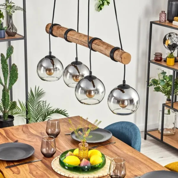 hofstein Koyoto Suspension, Boule lumineuse, Suspension Écru, Noir, 4 lumières* Lampes Modernes