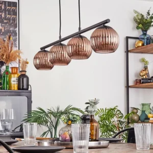 hofstein Koyoto Suspension, Boule lumineuse, Suspension Cuivré, 4 lumières* Lampes Modernes