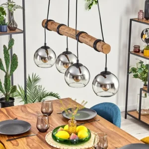 hofstein Koyoto Suspension, Boule lumineuse, Suspension Écru, Noir, 4 lumières* Lampes Modernes