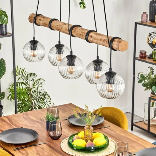 hofstein Koyoto Suspension, Boule lumineuse, Suspension Écru, Noir, 5 lumières* Lampes Modernes