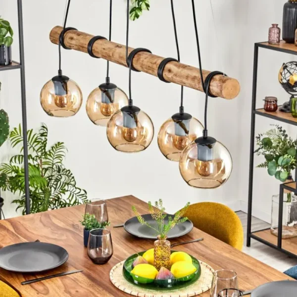 hofstein Koyoto Suspension, Boule lumineuse, Suspension Écru, Noir, 5 lumières* Lampes Modernes