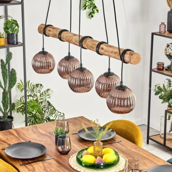 hofstein Koyoto Suspension, Boule lumineuse, Suspension Écru, Noir, 5 lumières* Lampes Modernes