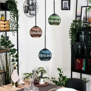 hofstein Koyoto Suspension, Boule lumineuse, Suspension Noir, 3 lumières* Lampes Modernes