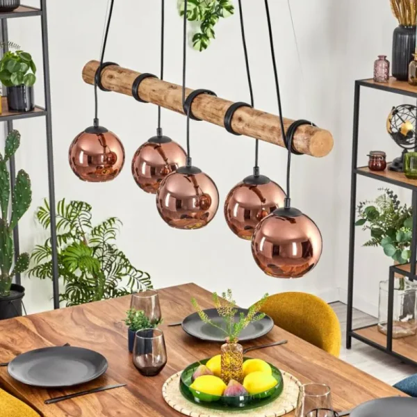 hofstein Koyoto Suspension, Boule lumineuse, Suspension Écru, Noir, 5 lumières* Lampes Modernes