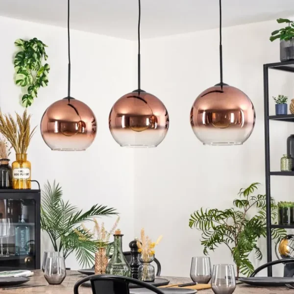 hofstein Koyoto Suspension, Boule lumineuse, Suspension Noir, 3 lumières* Lampes En Verre
